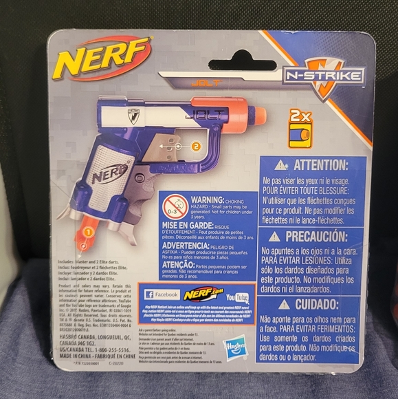 New! NERF N-STRIKE JOLT Blaster Toy Gun w/ 2 Elite Darts & Cocking Handle, Blue - Picture 7 of 9